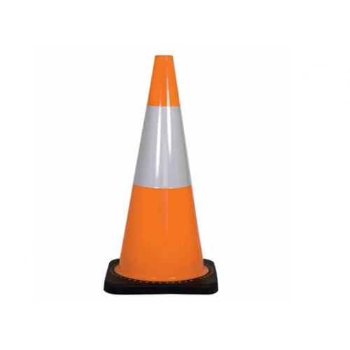 Cone Traffic Orange / White Reflective 700mm Solid Black Base