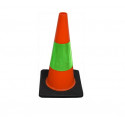 Cone Traffic Orange / Green Reflective 700mm Solid Black Base