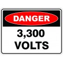 SignViz Powder Coated Metal Danger 90 x 60cm - 3300 Volts