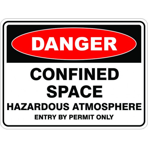 SignViz Powder Coated Metal Danger 90 x 60cm - Confined Space Hazardous Atmosphere