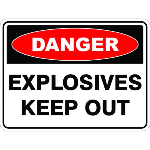 SignViz Powder Coated Metal Danger 45 x 30cm - Explosives Keep Out