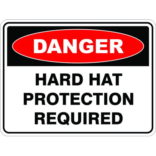 SignViz Powder Coated Metal Danger 45 x 30cm - Hard Hat Protection