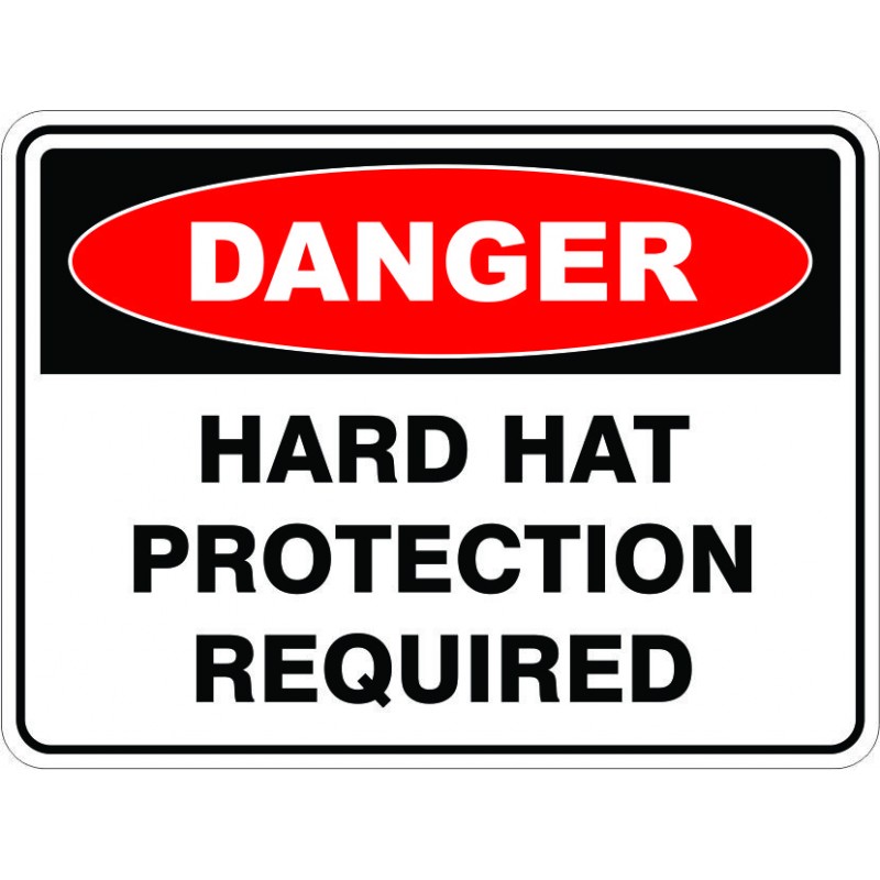 SignViz Powder Coated Metal Danger 60 x 45cm - Hard Hat Protection