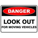 SignViz 1.4mm Polypropylene Danger 45 x 30cm - Look Out Moving Vehicles