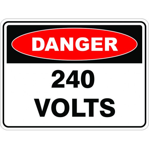 SignViz Powder Coated Metal Danger 90 x 60cm - 240 Volts