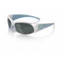Eyres Jackaroo Metallic White With Blue Frame Polarised Grey Flash Silver Lens Safety Glasses