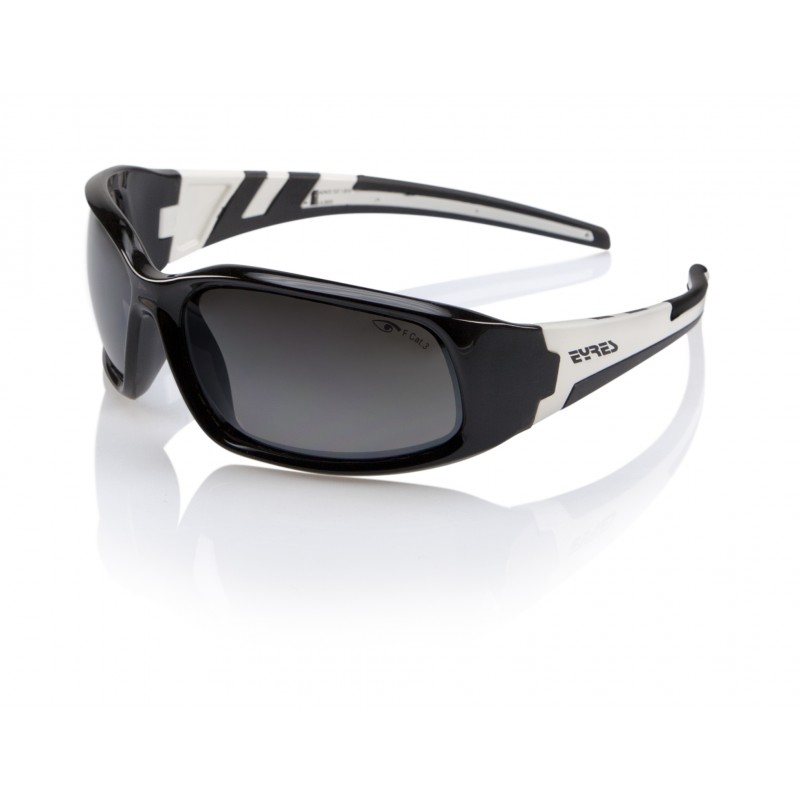 Eyres Benz Shiny Black With Shiny White Frame Grey Flash Silver Lens Safety Glasses