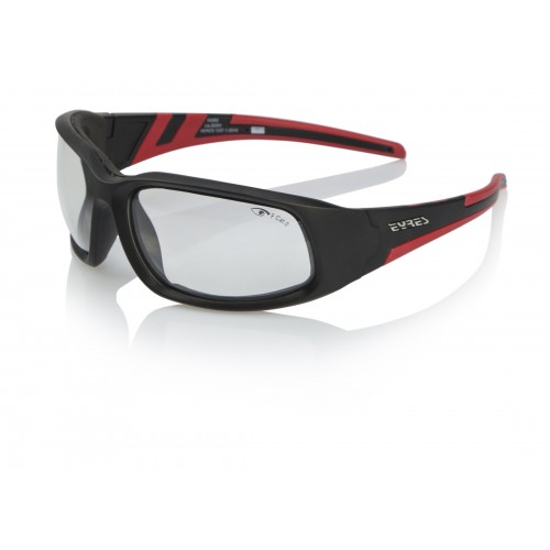 Eyres Benz With Foam Matt Black With Red Frame Clear Anti-Fog Lens Safety Glasses