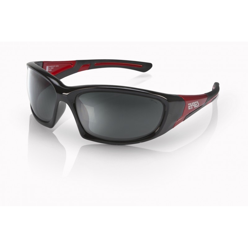 Eyres Bercy Shiny Black With Aluminm Red Frame Grey Lens Safety Glasses