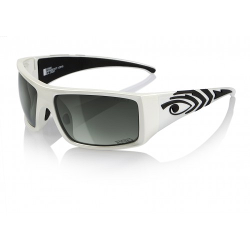 Eyres Allblack Metallic White Frame Polar Grey Flash Silver Lens Safety Glasses