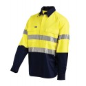 Workit Hi-Vis 2-Tone Lightweight Half Closed Gusset Cuff Drill Shirt With 3M Reflective Tape - Long Sleeve