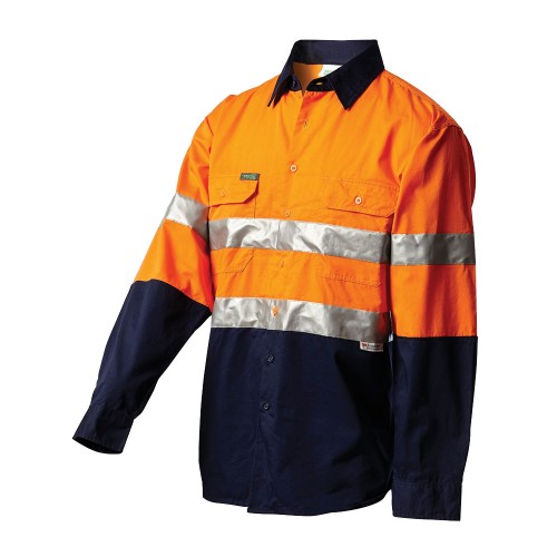 Workit Hi-Vis 2-Tone Lightweight Drill Shirt With 3M Reflective Tape - Long Sleeve- No Gusset