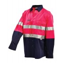 Workit Hi-Vis 2-Tone Lightweight Drill Shirt With 3M Reflective Tape - Long Sleeve- No Gusset