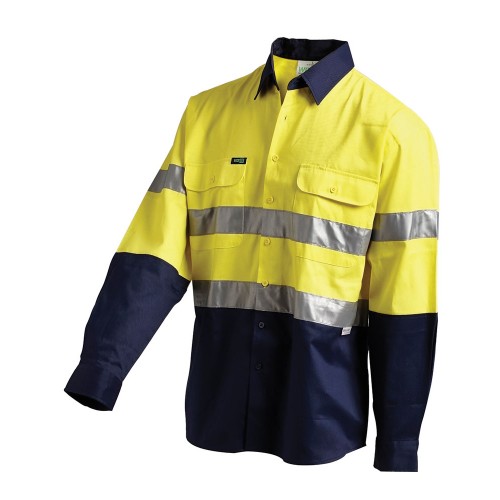 Workit Hi-Vis 2-Tone Super Lightweight Rip Stop Shirt Breathable Reflective Tape- Long Sleeve