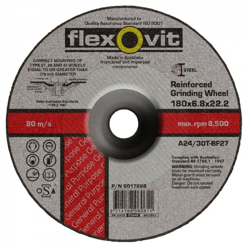 Flexovit 178 x 6 x 22mm Reinforced Grinding Disc