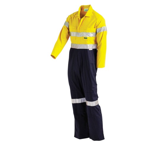 Workit Hi-Vis 2-Tone Coverall Lightweight Overalls With Nylon Press Studs &amp; 3M Reflective Tape