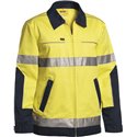 Bisley Two one Taped Hi-Vis Cotton Drill W/ Water Repellant Jacket