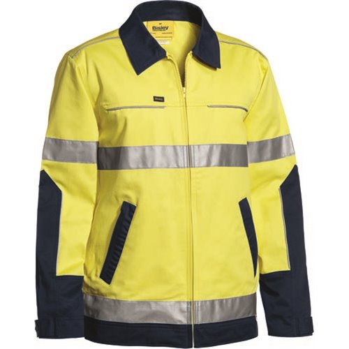 Bisley Two one Taped Hi-Vis Cotton Drill W/ Water Repellant Jacket
