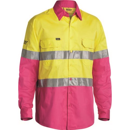 Bisley 3M Taped Hi-Vis Cool Lightweight NBCF Embroidery Long Sleeve Shirt