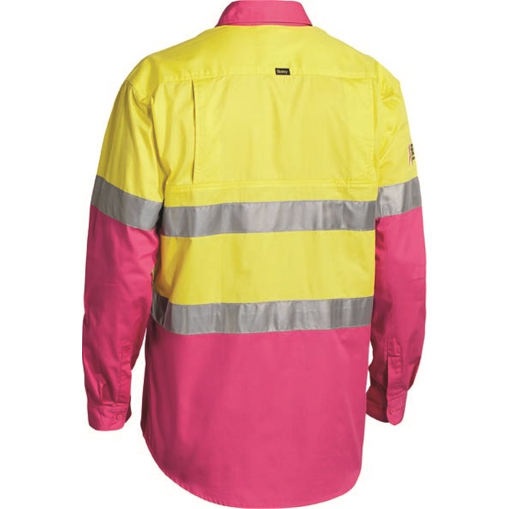 Bisley 3M Taped Hi-Vis Cool Lightweight NBCF Embroidery Long Sleeve ...