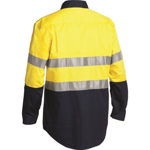 Bisley 3M Taped Two Tone Hi-Vis Cool Lightweight Closed Front Long Sleeve Shirt