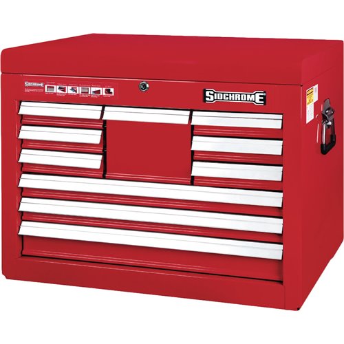 Sidchrome 10 Drawer Red Top Chest