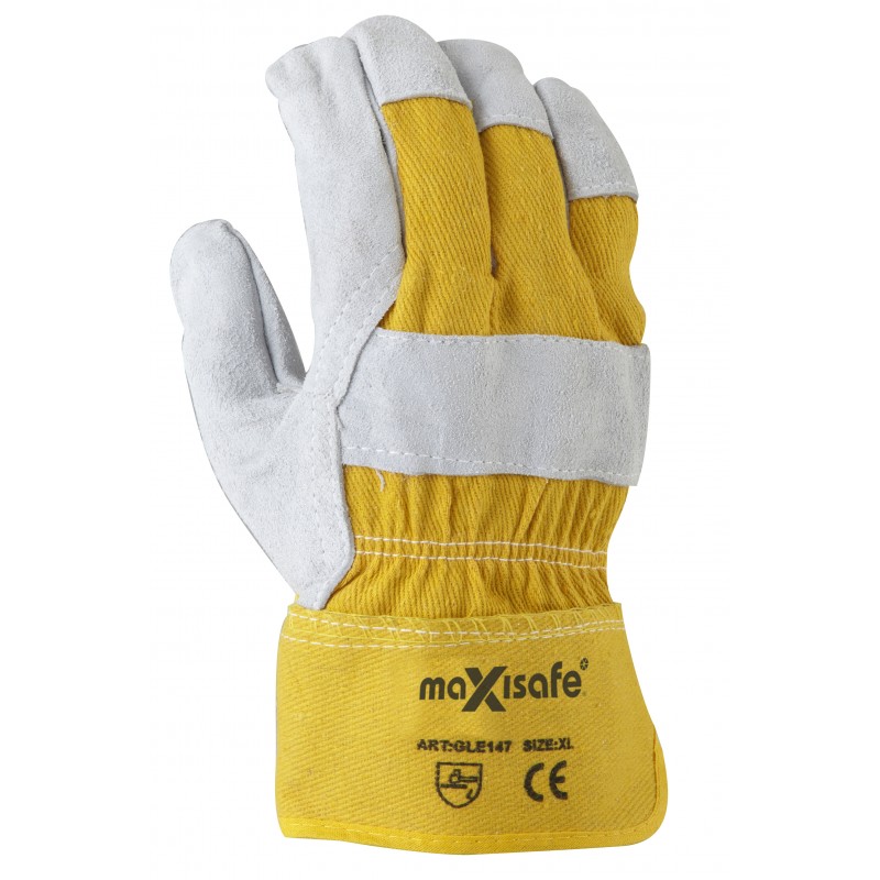 MaxiSafe Workman Yellow cotton back Glove