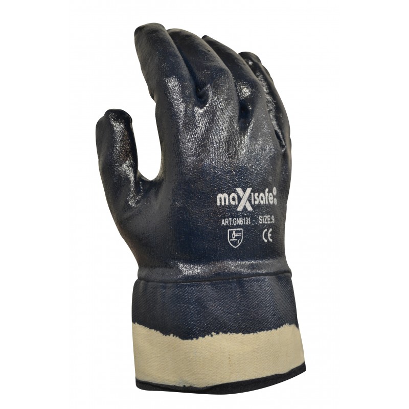 MaxiSafe Blue Knight Safety Cuff Fully Coated Nitrile Glove