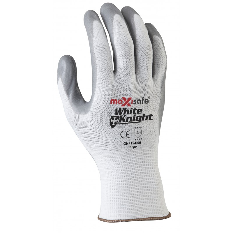 MaxiSafe White Knight Foam-Nitrile Glove