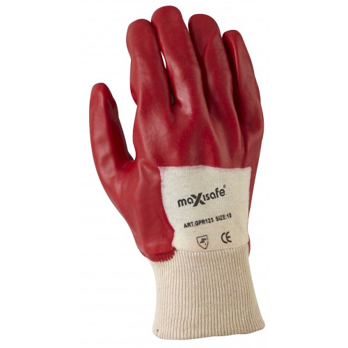 MaxiSafe Red PVC Knitted Wrist Glove