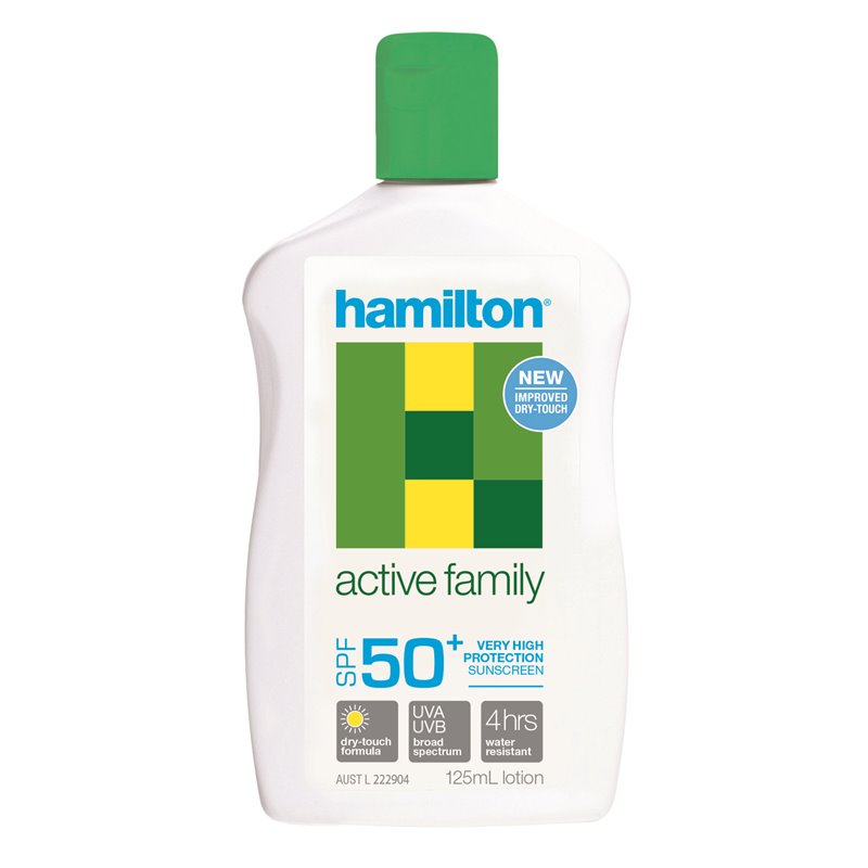 Hamilton Sunscreen Active Family SPF50+ 125ml Lotion Bottle