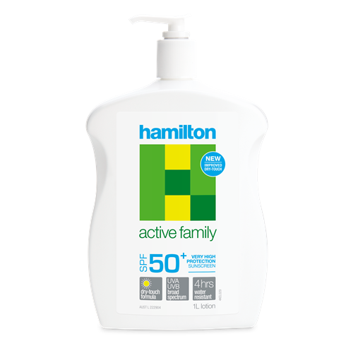 Hamilton Sunscreen Active Family SPF50+ 1L Lotion Bottle
