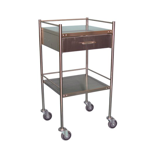 FastAid Double Shelf Stainless Steel Trolley
