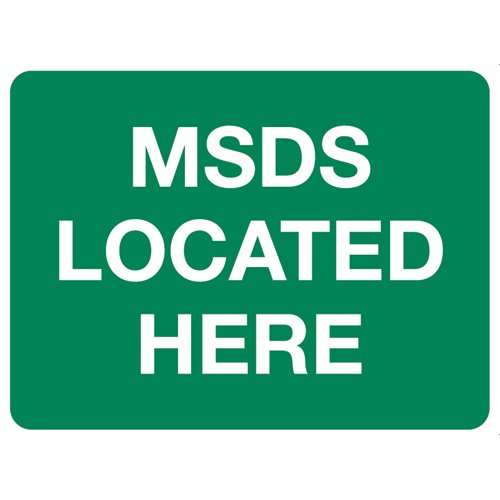 FastAid 600 x 450mm MSDS Located Here Sign